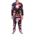 thumbnail image 3 of Fotbe USA Eagle with Spread Wings Pijama de Hombre con Estampado de Manga Larga, Conjunto de 2 Piezas, Ropa de Dormir Suave y Cómoda con Bolsillos-X-Large, 3 of 7