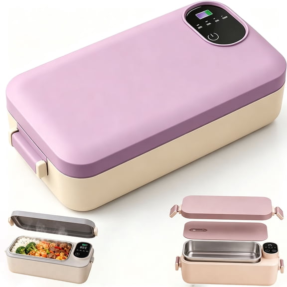Portable Electric Lunch Box with Self-Heating,31.74oz Stainless Steel Food Warmer,Temperature Display for Work Travel
