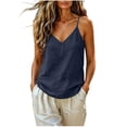 thumbnail image 2 of Favoffer Women's V Neck Tank Tops Sleeveless Linen Cotton Casual Camisole Tops Basic Everyday Tops for Casual Weekend, 2 of 9
