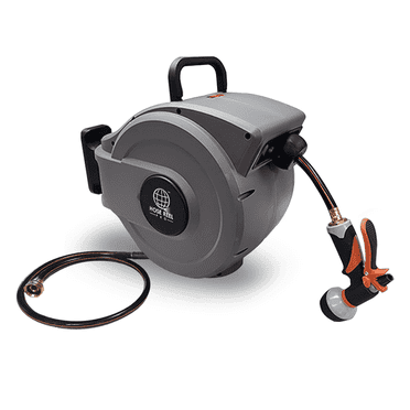 Hose Reel Pro 50ft Retractable Garden Hose Reel in Grey