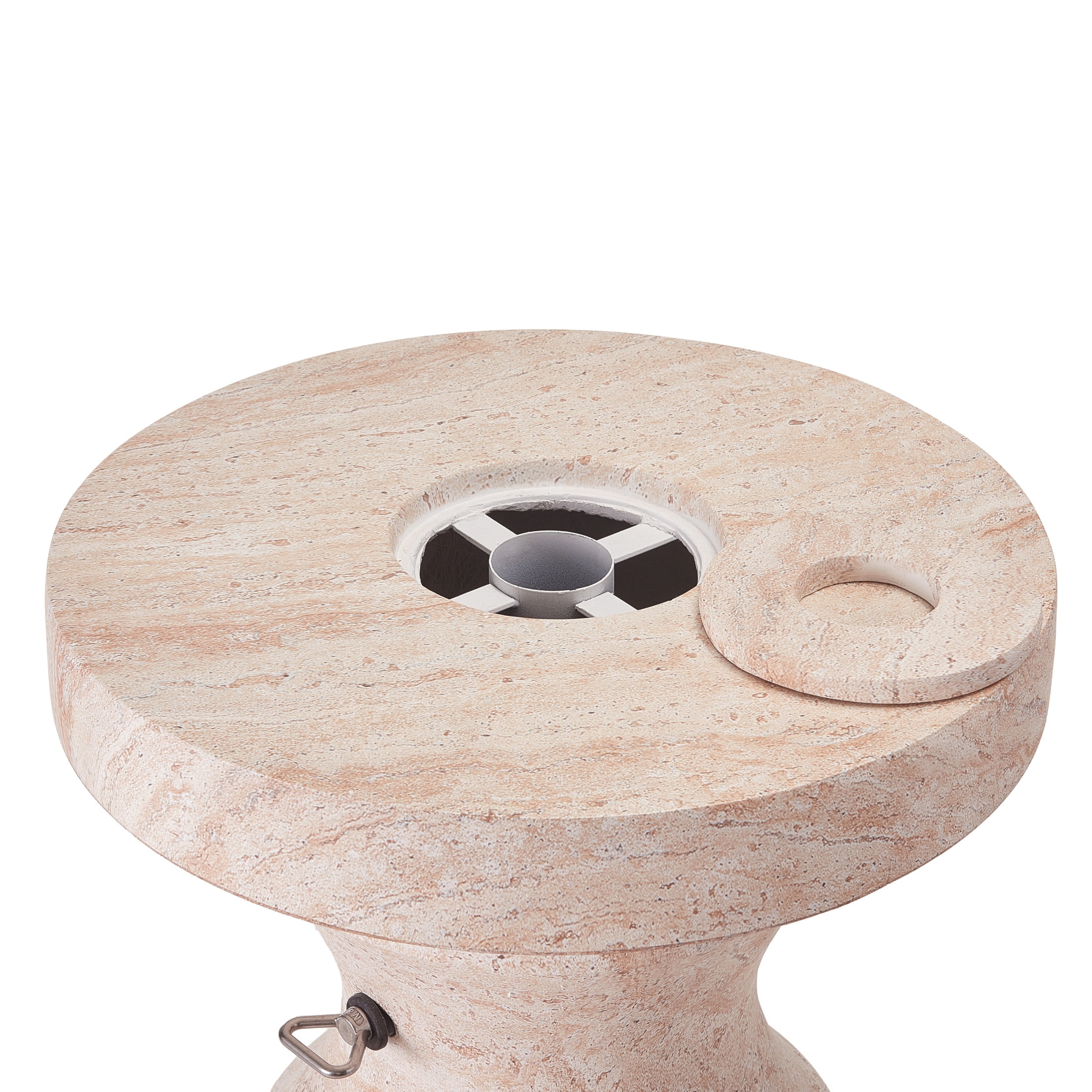 Christopher Knight Home Lightweight Concrete Umbrella Base, Outdoor Patio Side Table, Natural Travertine