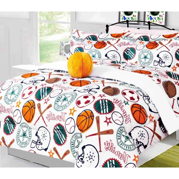 Gorgeous Home Linen Reversible Basketball Full Comforter 8-Piece Bedding Set