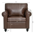 thumbnail image 5 of Classic Faux Leather Sofa Upholstered Couch Armchair with Removable Cushions and Rolled Arms for Living Room Office Apartment, 5 of 12