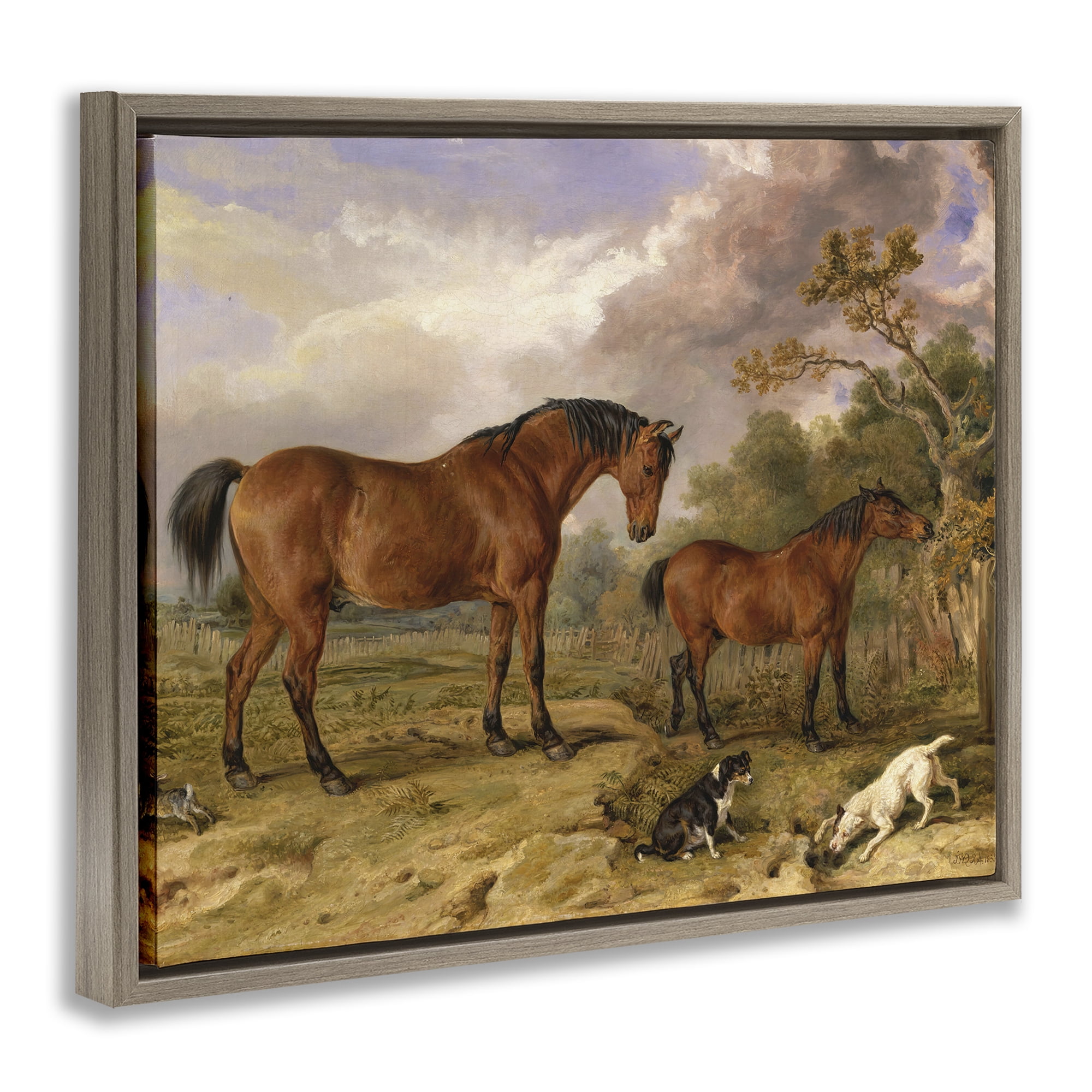Stupell Industries Classic Portrait of Horses Brown Framed Floater Canvas Wall Art, design by Tina LeCour