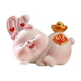 thumbnail image 2 of Almencla Resin Rabbit Sculpture Bunny Figurines Animal Figurines Miniature Chinese D, 2 of 8