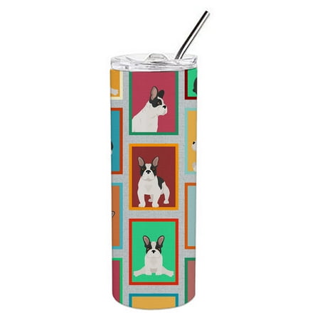

Lots of Black and White French Bulldog Stainless Steel 20 oz Skinny Tumbler 3 in x 8.25 in