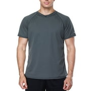 Attraco Men Short Sleeve Rash Guard Swimwear UPF 50+ Running Swimming Shirt Solid Color