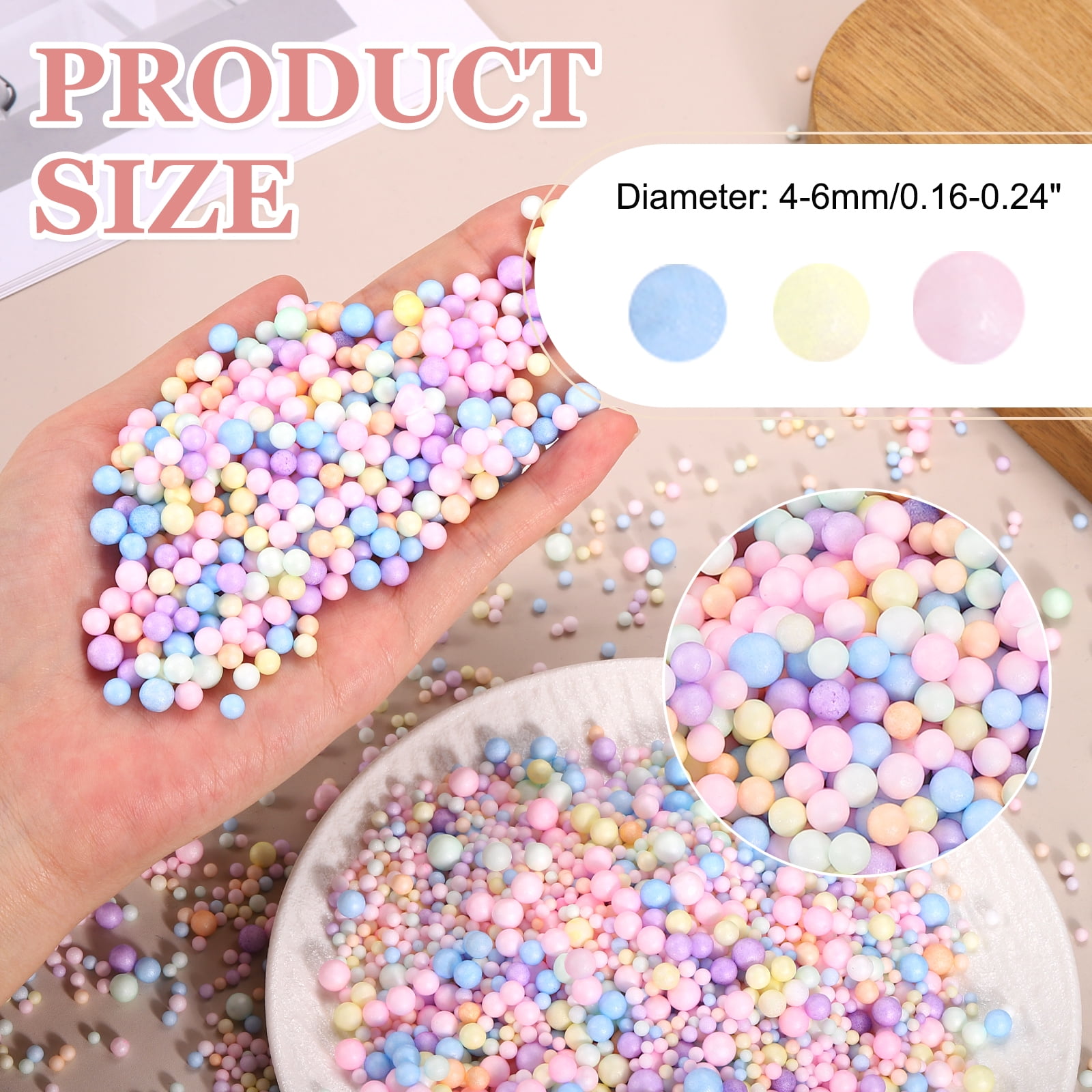 Uxcell 60000Pcs Colorful Foam Beads, 4-6mm Mini Foam Balls Round Polystyrene Beads for DIY Crafts Party Decorations Vase Pillow Gift Box Filling