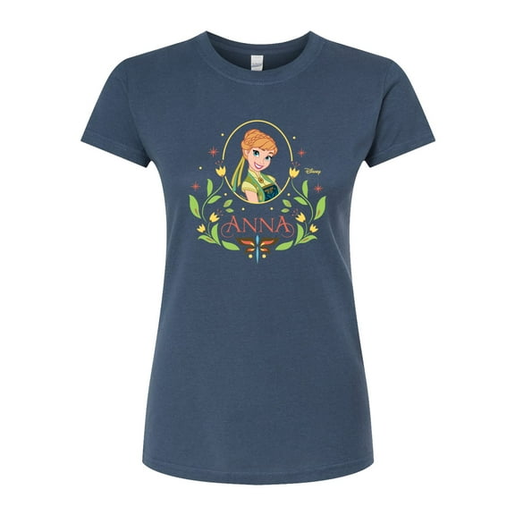 Frozen - Fall - Anna In A Flower Frame - Juniors Fitted Graphic T-Shirt