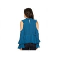 thumbnail image 3 of Romeo & Juliet INK BLUE Women's Cold Shoulder Ruffle Blouse L, 3 of 3