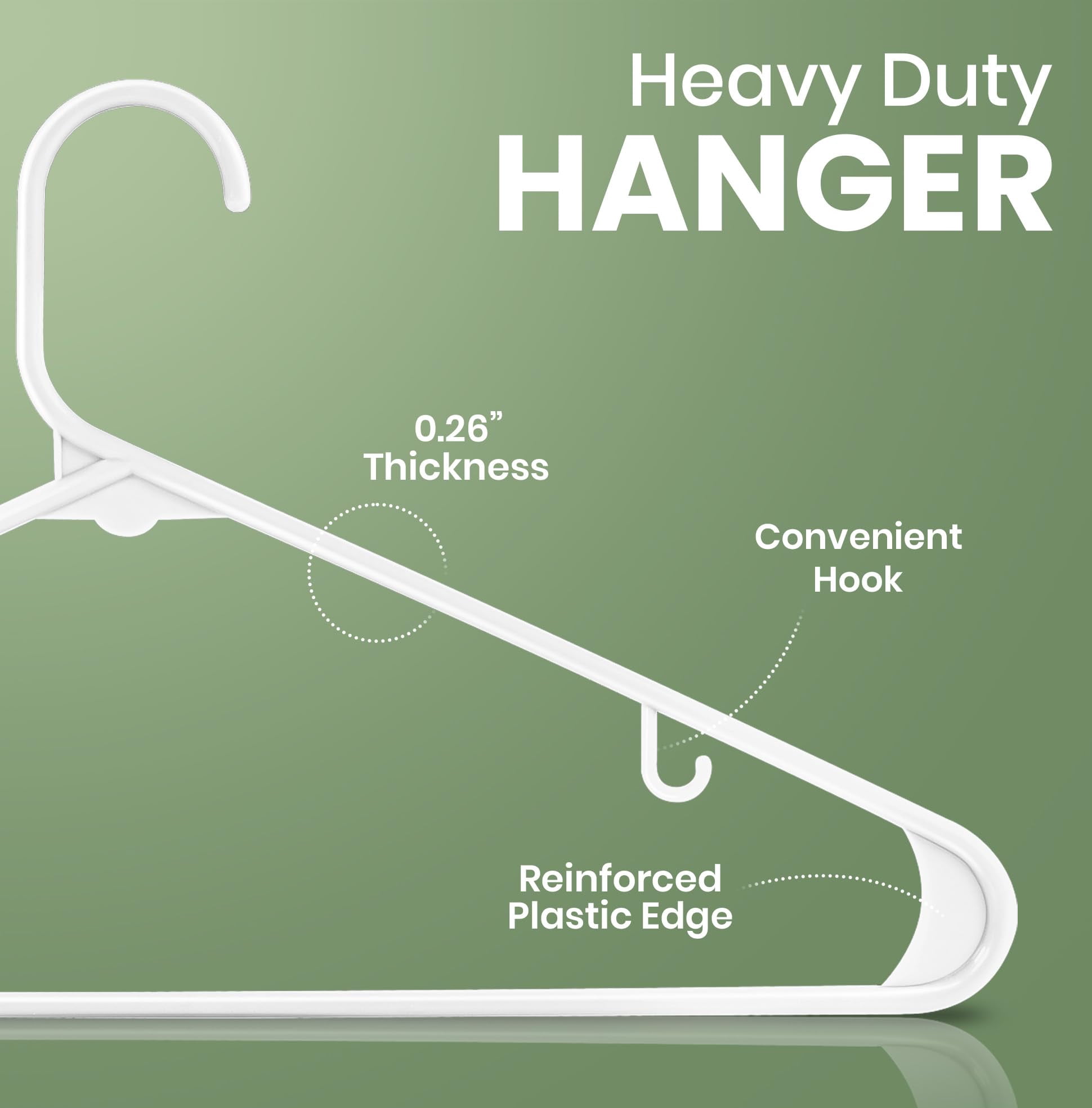 Plastic Hangers 20 Pack - Space Saving Clothes Hanger - Durable & Strong Closet Organizers and Storage with Built-in Strap Hooks - Essential for Shirts, Pants, Skirts & Coats