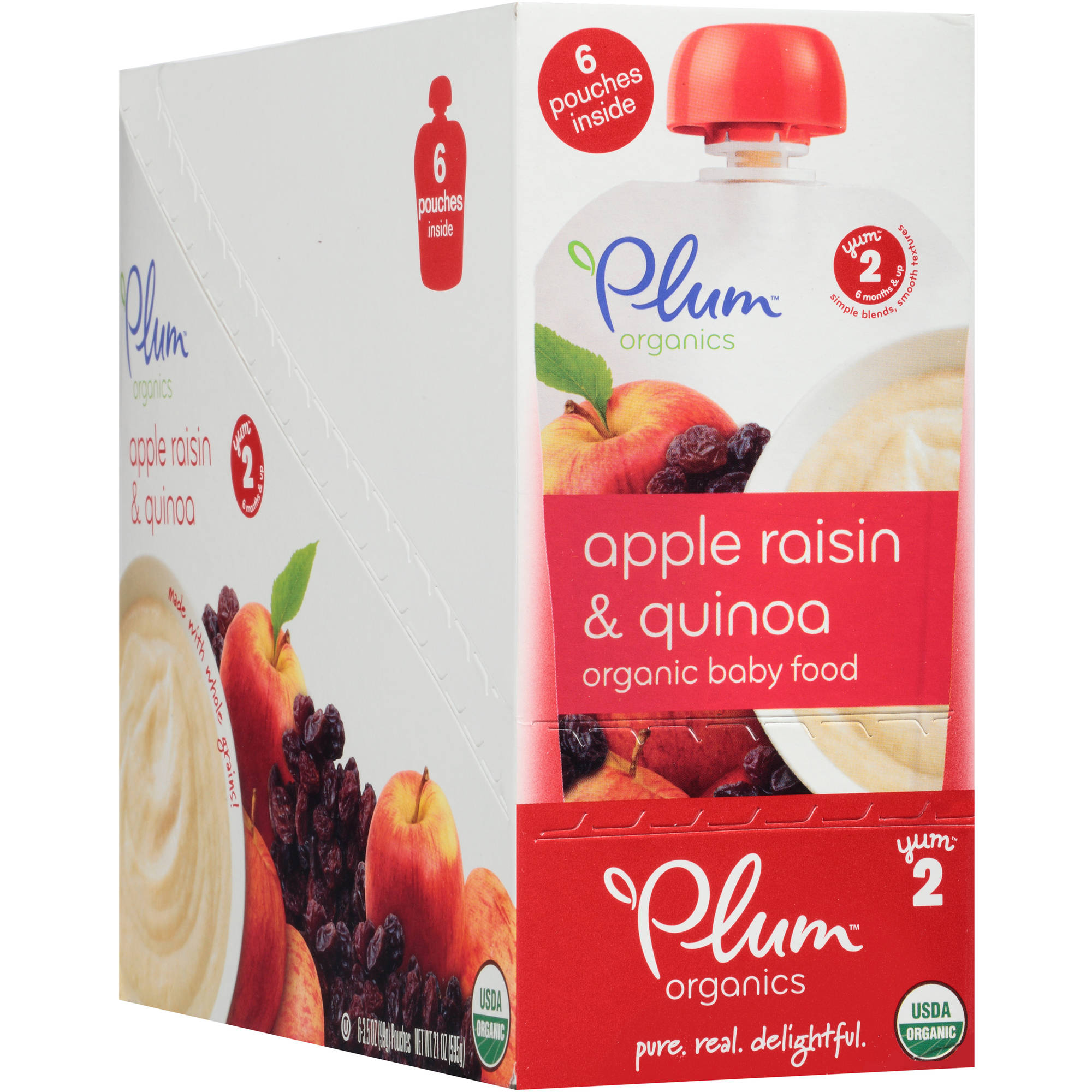 Plum Organics Stage 2 Apple, Raisin & Quinoa Organic Baby Food, 3.5 oz, 6 count by Plum Organics