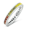thumbnail image 1 of Multi-color Cubic Zirconia Elegant Ring .925 Sterling Silver Band Jewelry Female Male Unisex Size 5, 1 of 4