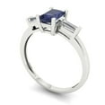 thumbnail image 2 of 0.8 ctw 3 Stone Anniversary Ring for Women | Emerald Cut Simulated Blue Sapphire | Hyperallergenic Solid 18K White Gold, 2 of 5