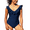 Blue, variant on Hilor Women's One Piece Swimsuits Ruffled V Neck Swimwear Shirred Monokini Bathing Suit
