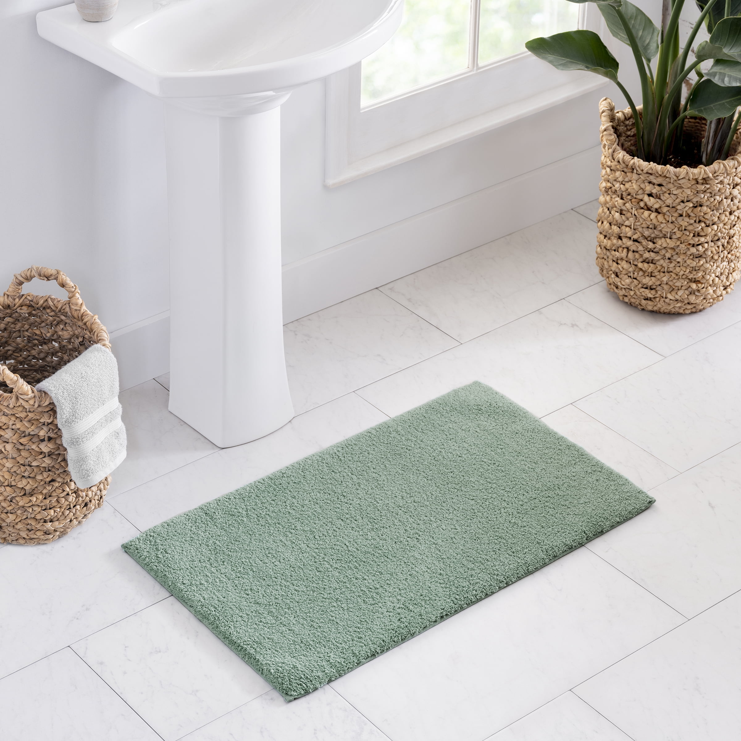 Better Homes & Gardens Ultra Soft Polyester 2 Piece Bath Rug Set , 20" x 34" and 23" x 39", Green River