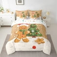 thumbnail image 3 of Manfei Cute Gingerbread Man 7-Piece Bedding Comforter Set,Merry Xmas King Bedding Sets,Green Brown Bed Sheets For Girls,Ultra Soft Home Decor Reversible, 3 of 9