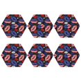 thumbnail image 2 of Pofeuu American With Lips Print Leather Coasters Set of 6, Round Cups Mugs Mat Pad for Home Kitchen Heat Resistant Drink Coasters,Hexagon, 2 of 7