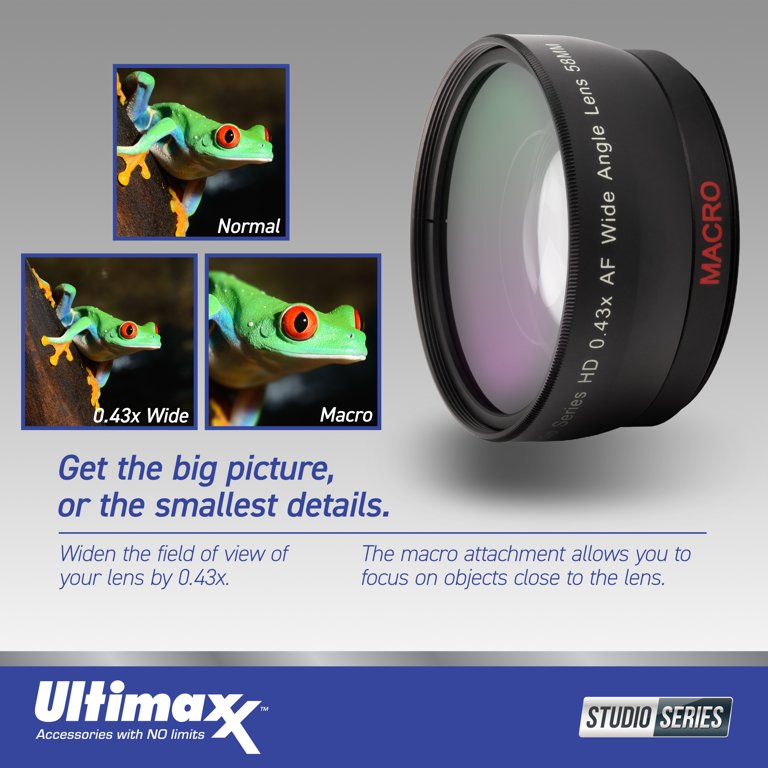 ULTIMAXX 0.43x DSLR Camera Wide Angle Macro Lens - 58mm - Walmart.com