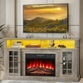 thumbnail image 3 of SESSLIFE Fireplace TV Stand for 65 Inch TV, LED TV Console with 23''Electric Fireplace, Entertainment Center Television Table for Living Room or Bedroom, Wash Gray, 3 of 10