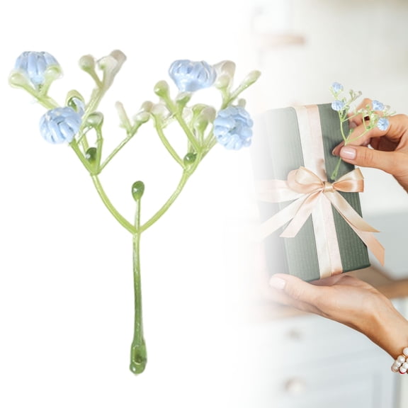 Mini Faux Floral Stems Small Artificial Flowers Mini Plastic Colorful Realistic Spring Flower Arrangement Bouquet Branches for Home Party Wedding Table Centerpiece Vase Decor (Blue)
