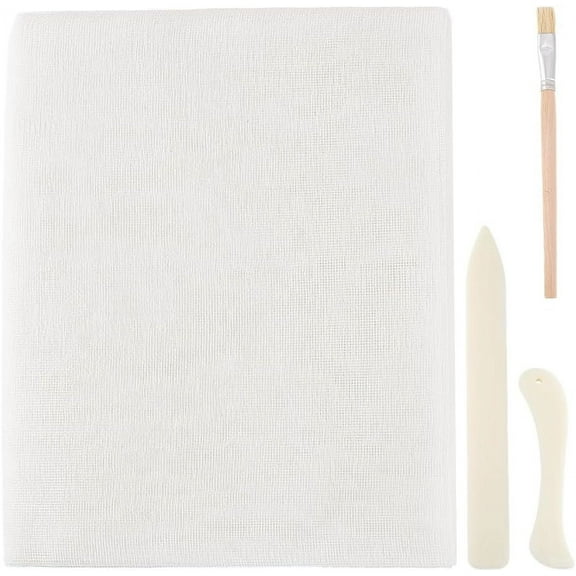 Book Binding Cloth Kits Binding Tools Set with 1 Sheet White Cotton Cloth Fabric 2pcs Plastic Letter Opener Tools 1pcs Brushe for DIY Bookbinding Crafts Sewing 99x45 inch
