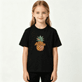 thumbnail image 2 of Aloha Pineapple Girls Graphic Tee, Cute Retro Tropical Beach 100% Cotton Kids Short Sleeve T-Shirt 4-13Y, 2 of 5