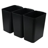 Farmoon 3-Pack Plastic Wastebasket, 16 L Kitchen Office Trash Can, Black