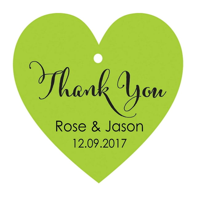 100 PCS Thank You Custom Made Heart Shape Hang Tags Personalized Wedding Favor Paper Tags