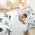 thumbnail image 4 of Feelyou Watercolor Shark Fish Ocean Bedding Comforter Set for Boys Girls, Sea Marine Wildlife King Bedding Sets, Blue White, Reversible, 7pcs, 4 of 7
