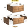 thumbnail image 2 of Farmhouse Coffee Table with 2 Storage Drawers for Living Room Square Center Middle Table Modern Cocktail Table Contemporary Mid Century Wood Home Office Waiting Room (White Brown), 2 of 8