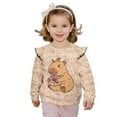thumbnail image 2 of Yuyamidu Capybara Sweatshirt for Girls Ruffle Sholder Tops Casual Crewneck Graphic Sweatshirts Lightweight Everyday Clothes Long Sleeve Workout Pullover Size 5-6, 2 of 7