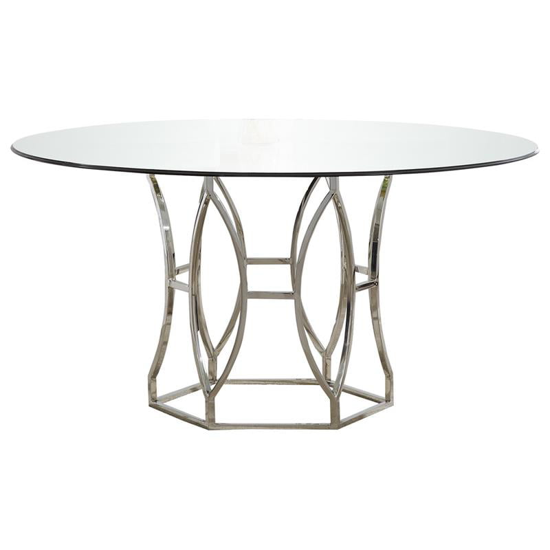 Glass Round Dining Table, Stainless Steel Top Round Dining Table