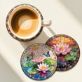 thumbnail image 2 of Composite Wood Board Cup Mats set Printed Coasters July Lotus 100x5mm 1pc/style 9 style 9pcs/set, 2 of 7