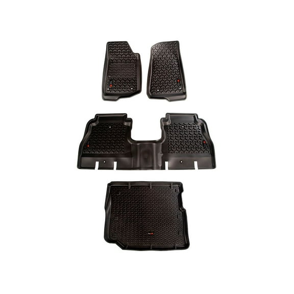 Rugged Ridge by RealTruck Floor Liners for Wrangler JLU 4-Door | Front/Rear/Cargo | 12988.05 | Compatible with 2018-2024 Jeep Wrangler JL 4-Door
