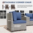 thumbnail image 3 of ELPOSUN Outdoor Sectional Furniture Set 6-Piece Gray Rattan Wicker Conversation Sofa Set with Glass Top Table and Thick Cushion,Blue Cushions, 3 of 8