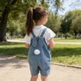 thumbnail image 5 of HAOTAGS Girls Overalls for Toddlers,Denim Jeans Outdoor Casual Wear Adjustable Straps Jumpsuit with Cute Blue 18 Mon hs, 5 of 8