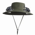 thumbnail image 2 of Yardvibe Wide Brim Solar Fan Hat for Men Women, 19.2"-22.4" Men's Solar Powered Hat with 2 Fans, Outdoor Fishing Beach Sun Hat, Waterproof Removable Hat for Him Her (Green), 2 of 6
