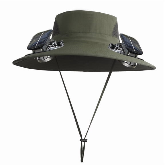 Sulaicai Solar Fan Hat for Men Women, Wide Brim Sun Hat with 2 Solar Fans, Outdoor Fishing Hat with Fan, Waterproof Outdoor Hiking Camping Fishing Hat