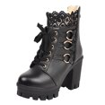 thumbnail image 2 of Fesfesfes Platform Boots for Young Ladies 2021 And Winter New Round Toe Thick-soled Synthetic Short British Style Women 7(38), 2 of 8
