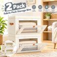 thumbnail image 4 of 2 Pack Beige Closet Storage Bins with Lids Front Opening Storage Bin Collapsible Fabric Organizer with Clear Window Dual Handles Closet Clothes Blanket Book Storage Box for Home DIMJ, 4 of 13