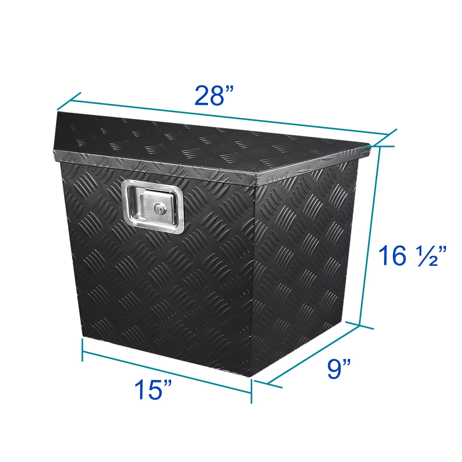 Spec-D Tuning 28"/15" Heavy Duty Black Aluminum Tool Box Truck Pickup Storage w/Lock + Keys