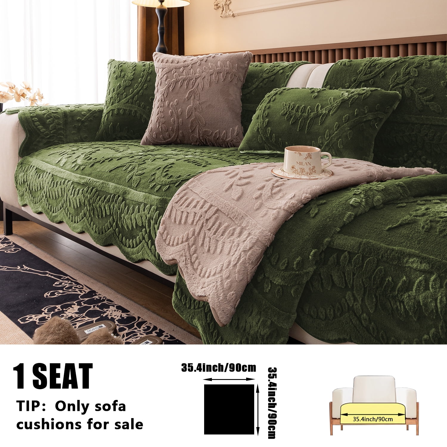 Thickened Anti-Slip Sofa Cover Scratch-Resistant & Wear-Resistant Pet-Friendly Design Soft Fabric Living Room Use Machine Washable Sofa Protector