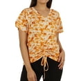 thumbnail image 6 of Moomaya Tie Dye Short Sleeve Ruching Tops For Women V-Neck Casual Jersey Tee, 6 of 9