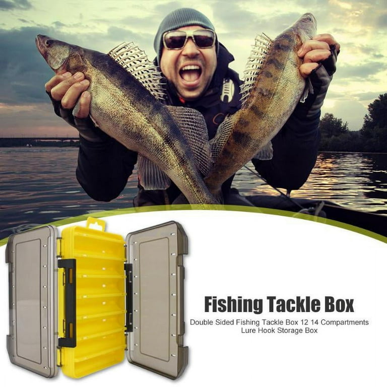 Fishing Lure Storage Double-Sided 10-Compartment Fishing Tackle Storage Box  - Hard Case, Water Resistant, For Lures & Hooks Fishing Accessories Box