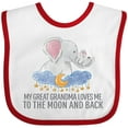thumbnail image 3 of Inktastic My Great Grandma Loves Me to the Moon and Back Elephants Boys or Girls Baby Bib, 3 of 4