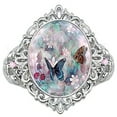 thumbnail image 3 of SPRING PARK Vintage Oval Cut Enamel Flower Butterfly Ring Wedding Promise Ring Engagement, 3 of 6