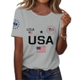 thumbnail image 2 of 250 Anniversary USA Shirt American Falg Print Short Sleeve 250th Birthday T-Shirt 1776-2026 4th July Freedom Tops Gray XXXL, 2 of 4