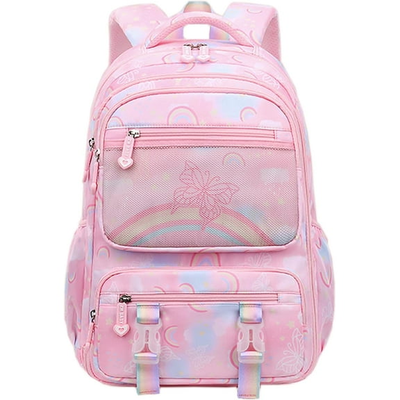 Ludolm Kawaii Backpack, Large Butterfly Backpack Multi-Pocket, Pink