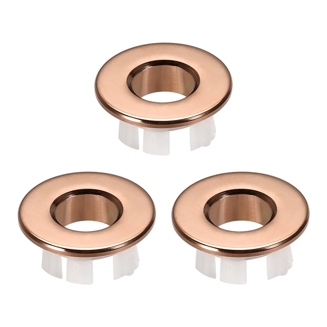 Tapa de desbordamiento de Unique Bargains con inserto de cobre en agujero, tapas redondas en oro rosa, 3 piezas